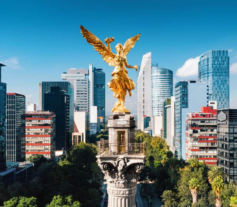 golden angel of independence statue in mexico city